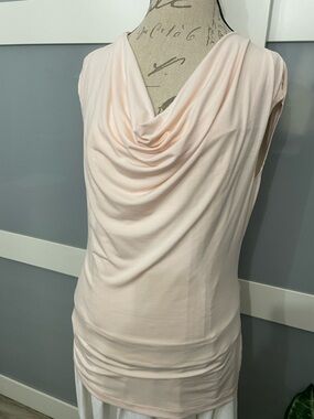 Sleeveless Cowl Neck Blouse - Light Blush Pink